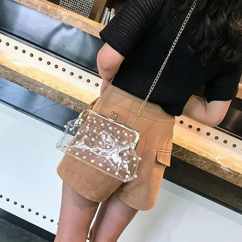 Прозрачни чанти Дамска чанта през рамо с верижка Модна шикозна дамска прозрачна чанта Елегантна, универсална, ежедневна, проектирана