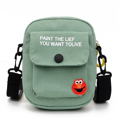 Moteriškos drobinės rankinės ant pečių Korėjietiška vienspalvė studentiška telefono piniginė, paprastas užtrauktukas, mažas žinučių maišelis 2022 m.