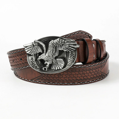 Western cowboy eagle style trendy retro pu belt