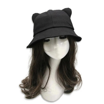 Καρτούν Καπέλο Ψαράς Χαριτωμένο καπέλο ουράς γάτας Καπέλο κουβά Γλυκό Καπέλο λεκάνης Φοιτητικό καπέλο χωρίς μακιγιάζ Κορίτσι ποδαρικό καπέλο Πτυσσόμενο