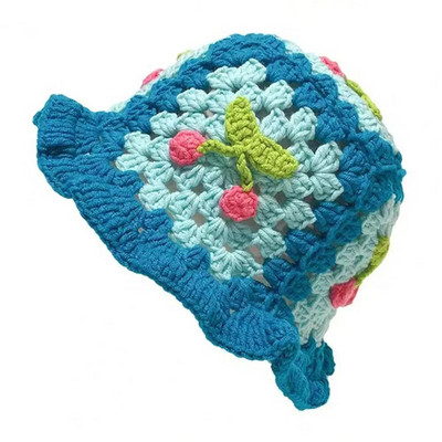 Vyšninė nėrimo kaušinė kepurė moteriška pavasario rudens rankų darbo megzta miela kepuraitė atostogų kepurė INS korėjietiška miela pupytė Panamos kepurė