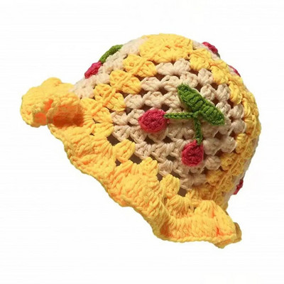 Vyšninė nėrimo kaušinė kepurė moteriška pavasario rudens rankų darbo megzta miela kepuraitė atostogų kepurė INS korėjietiška miela pupytė Panamos kepurė