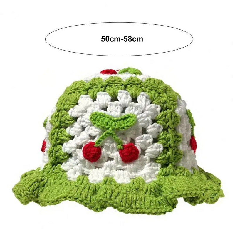 Vyšninė nėrimo kaušinė kepurė moteriška pavasario rudens rankų darbo megzta miela kepuraitė atostogų kepurė INS korėjietiška miela pupytė Panamos kepurė