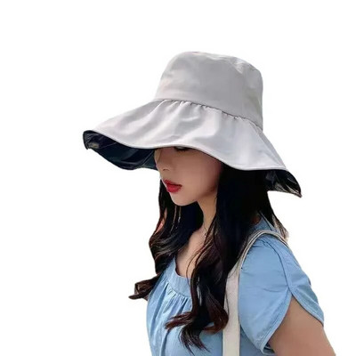 Pălărie de plajă cu protecție solară pentru femei de modă, primăvară, vară, pălărie cu protecție solară, cu boruri mari, cu margine, pălărie de soare, anti-ultraviolete, UV, UPF 50+