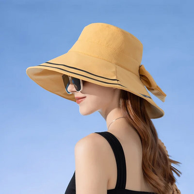 Ženski ljetni sklopivi šešir za plažu Ženska proljetna prugasta kugla za vanjsku zaštitu od sunca Elegantna kapa za zaštitu od sunca