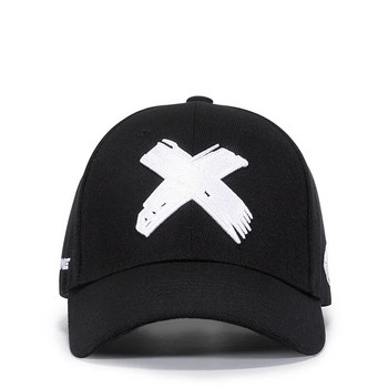 Бейзболна шапка Мъжка шапка на татко Дамска ежедневна бродерия X Caps Bend Visor Регулируема памучна мъжка костна черна шапка Bone Garros