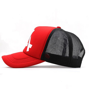 Летни унисекс мъжки риболовни бейзболни шапки, дамски дишащи мрежести шапки със закопчаване, червени черни, ежедневни спортни шапки, шапка с 3D печат