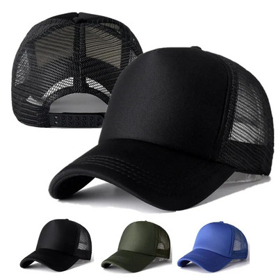 Unisex Cap Casual Plain Mesh Baseball Cap Adjustable Snapback Hats For Women Men Hip Hop Trucker Cap Streetwear Dad Hat