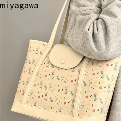 Модна чанта за едно рамо Miyagawa Niche Design Flowers 2023 Causal Нова чанта с голям капацитет за японски момичета Пътна чанта