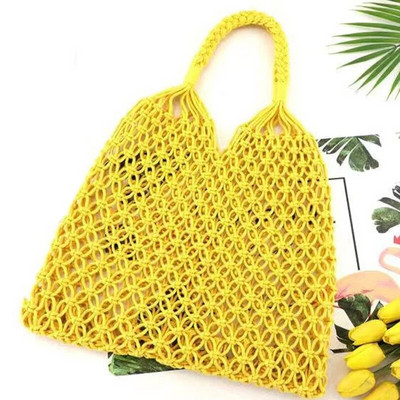 Naujas šiaudų krepšys, medvilninis pamušalas, tuščiaviduris austas krepšys, skirtas vasaros tinkliniam paplūdimio krepšiui moteriškai tinklinė rankinė FHC05B