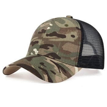 Мрежести летни шапки за слънчеви шапки за мъже, жени, регулируема бейзболна шапка, мъжки шапки за шофьори на камиони, камуфлажни тактически шапки в джунглата
