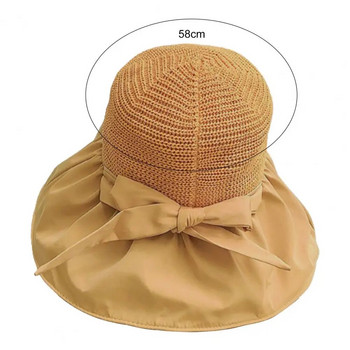 Шапка за слънце, голяма периферия, сгъваема куха, дишаща UV защита, папийонка Декор Дамска слънцезащитна лятна шапка Плажна шапка за открито 태양모