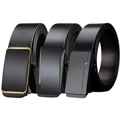 Men`s Leather Belts Premium Quality Adjustable Automatic Buckle Waistbands Fashionable All-Match Business Formal Wear Belt