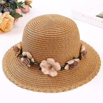Διακοπές Κομψό γυναικείο καπέλο λουλούδι στεφάνι γρασίδι Καπέλο ήλιου γρασίδι καπέλο λουλουδιών σχοινί παραλίας Γυναικεία αξεσουάρ μόδας Σχεδιαστής