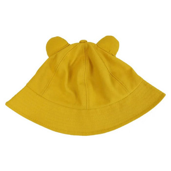 FOXMOTHER Нова сладка модна жълто-розова едноцветна кофа с котешки уши Дамска корейска шапка