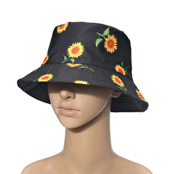 2021 Καπέλο με χρυσάνθεμο με χρυσάνθεμο Smiley Face Ανδρικό και γυναικείο καπέλο χιπ χοπ καλοκαιρινό καπέλο ψαρά με πτυσσόμενο καπέλο διπλής όψης Casual