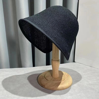 Juoda tvirta kibiro skrybėlė mada vasaros Panamos kepuraitė moterims Paplūdimyje saulė žvejyba Apsipirkimas Boonie Skrybėlė Moteriška kepurė Gorra kibiro kepurė
