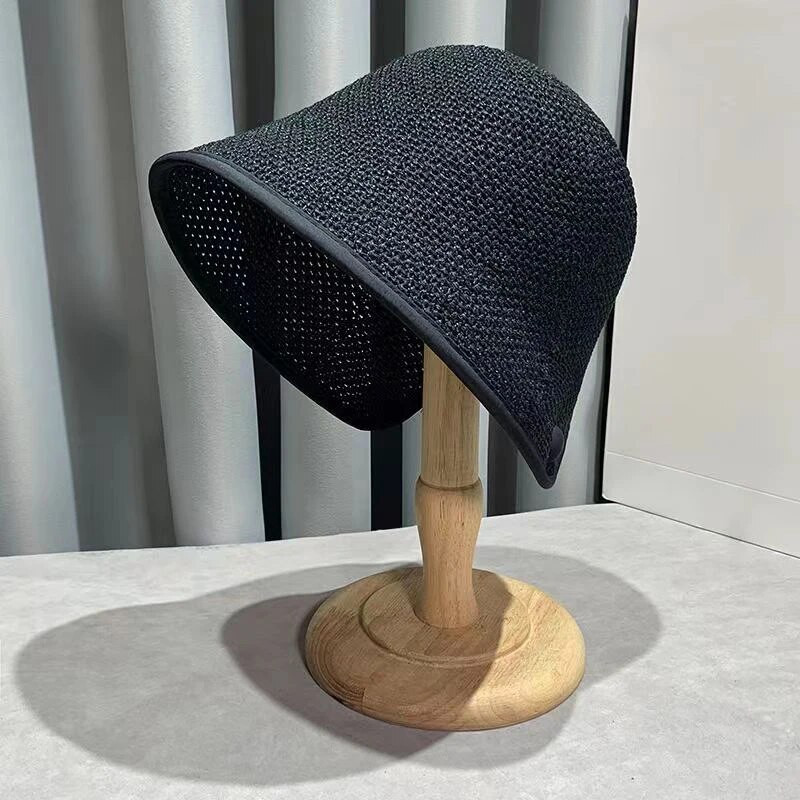 Juoda tvirta kibiro skrybėlė mada vasaros Panamos kepuraitė moterims Paplūdimyje saulė žvejyba Apsipirkimas Boonie Skrybėlė Moteriška kepurė Gorra kibiro kepurė