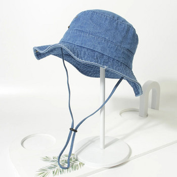 За възрастни Рибарска шапка Дамска лятна дънкова шапка с кофа Синя слънчева шапка Шапка с широка периферия Хип-хоп Gorros двойка дънкова шапка с кофа
