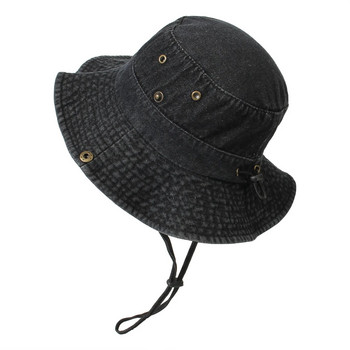 Για ενήλικες Ψαρά Καπέλο Γυναικείο καπέλο καλοκαιρινό τζιν κουβά Μπλε καπέλο ηλίου με φαρδύ γείσο Καπέλο Hip Hop Gorros Ζευγάρι με κουβά