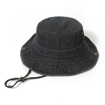 За възрастни Рибарска шапка Дамска лятна дънкова шапка с кофа Синя слънчева шапка Шапка с широка периферия Хип-хоп Gorros двойка дънкова шапка с кофа