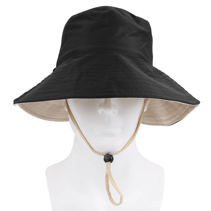 Kétoldalas összecsukható vödörsapka női lányoknak nyári napozósapka Fisherman visor sapka UV-sugárzás elleni széles karimájú napvédő sapkák pamut sapkák