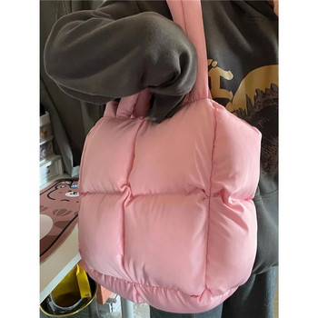 Дамска мека чанта в корейски стил Нова универсална чанта през рамо Есенно-зимна пухена чанта с голям капацитет Модна преносима чанта