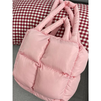 Дамска мека чанта в корейски стил Нова универсална чанта през рамо Есенно-зимна пухена чанта с голям капацитет Модна преносима чанта