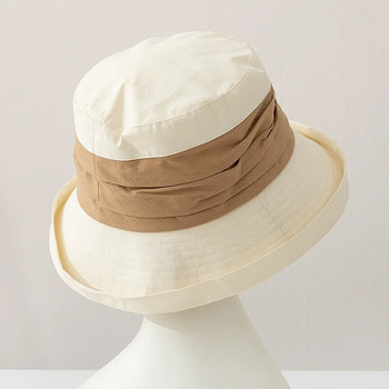 Сгъваема лятна тънка шапка с кофа за сенник Дамска корейска японска мода Ins Съвпадащи цветове шапка за слънце Външна слънцезащитна шапка за мивка