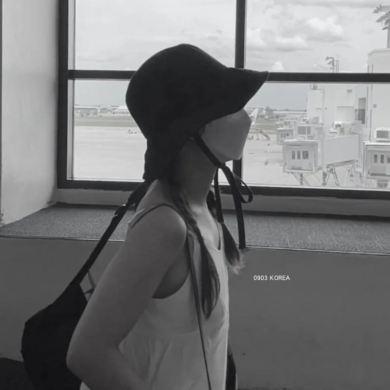 Korėjietiška Ins Suvarstoma žvejo kepurė Moterims Ins Blogger Lengva nuo vėjo apsauga Virvė Skėtis nuo saulės Skrybėlė nuo saulės