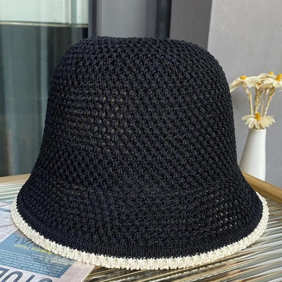 Õõnes hingav puuvillane kootud ämbrimüts naistele, mood 2023 suvine väikesed räästakübarad naistele Päikesevarju kootud kraanikausimüts