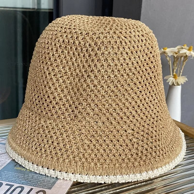 Õõnes hingav puuvillane kootud ämbrimüts naistele, mood 2023 suvine väikesed räästakübarad naistele Päikesevarju kootud kraanikausimüts