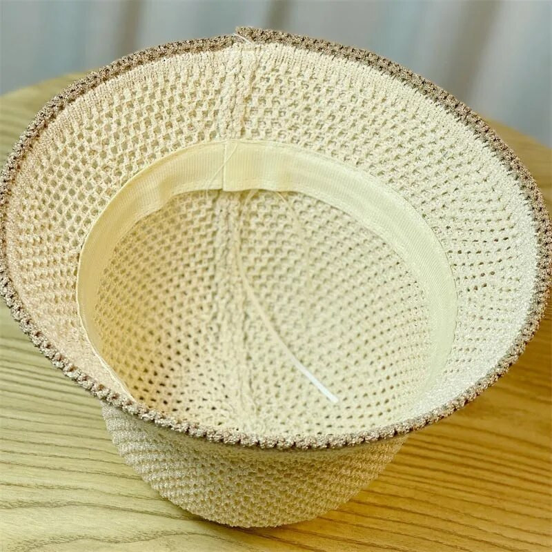 Õõnes hingav puuvillane kootud ämbrimüts naistele, mood 2023 suvine väikesed räästakübarad naistele Päikesevarju kootud kraanikausimüts