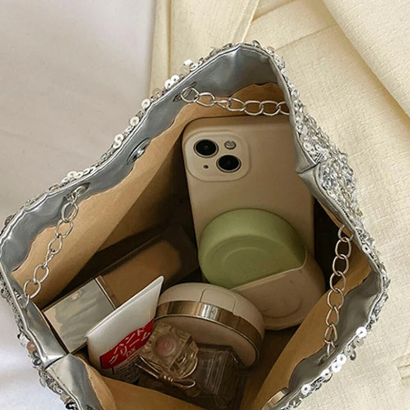 Torbe preko ramena sa šljokicama i lancem za žene Večernja torbica sa kvačilom Veliki kapacitet Ženske dizajnerske torbice Putna torba Putne torbe na rame