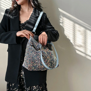 Κορέας γυναικεία τσάντα μόδας με παγιέτες Τσάντα μασχάλης Πολυτελής γυαλιστερή τσάντα ώμου Ευέλικτη γυναικεία τσάντα τσάντα συμπλέκτη υψηλής χωρητικότητας