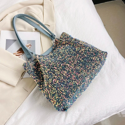 Geantă coreeană pentru femei, la modă, cu paiete, la subrat, geantă de umăr strălucitoare de lux.