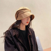 Elegáns velúr bőr vödörsapka Őszi téli alkalmi pamut halász sapkák Brit művész festő sapkák Balaclava gorras