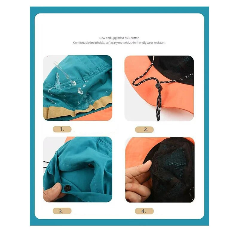 Japoniška greitai džiūstanti supakuojama kepurė Žvejo skrybėlė moterims Vasaros saulė Žygio krepšys Alpinizmas Laisvalaikis Atostogos Skydelio kibiras Kepurė