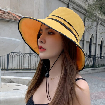 K154 Γυναικείο καπέλο με κάδο Panama Fashion Γυναικείο καπέλο καλοκαιρινό ρίγες Panama Sun Protection Καπέλα Ψαρά Καπέλο Sun Visor Cap Beach