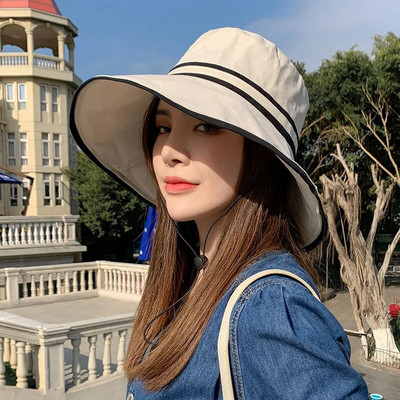 K154 Ženski šešir Panama Modni ženski ljetni šešir Na pruge Panama Zaštita od sunca Ribarski šeširi Štitnik za sunce Kapa za plažu
