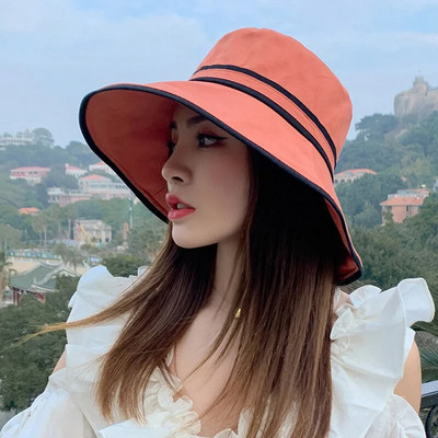 K154 Ženski šešir Panama Modni ženski ljetni šešir Na pruge Panama Zaštita od sunca Ribarski šeširi Štitnik za sunce Kapa za plažu