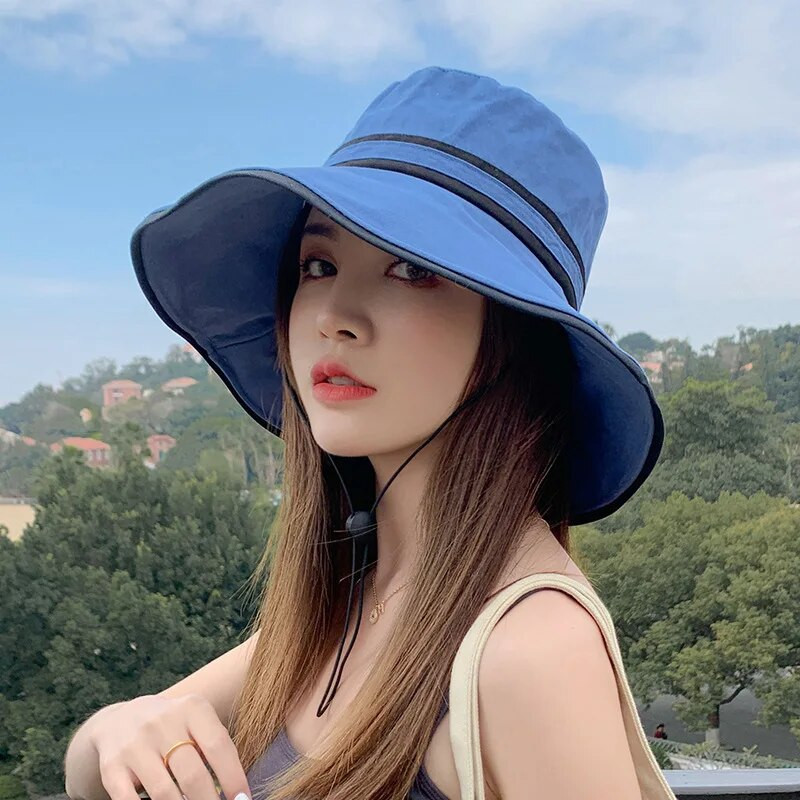 K154 Ženski šešir Panama Modni ženski ljetni šešir Na pruge Panama Zaštita od sunca Ribarski šeširi Štitnik za sunce Kapa za plažu