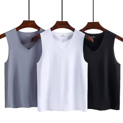 Summer Plus Size Men Clothing Tank Tops Sleeveless bottoming Fitness Men Vest Casual Vest Seamless breathable sports undershirt