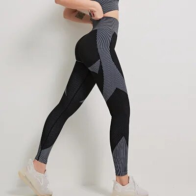 Дамски клинове за йога с висока талия Фитнес безшевни клинове Спортни панталони за бягане в цвят праскова Спортно облекло