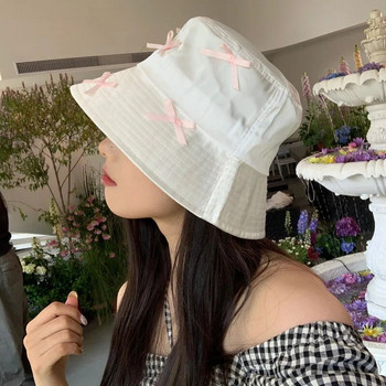 Χαριτωμένο καπέλο φιόγκου ανοιξιάτικο και καλοκαίρι με λεπτό κάλυμμα Ευέλικτο αντηλιακό γυναικεία καπέλα Niche Designer Casual ευέλικτο καπέλα λεκάνης