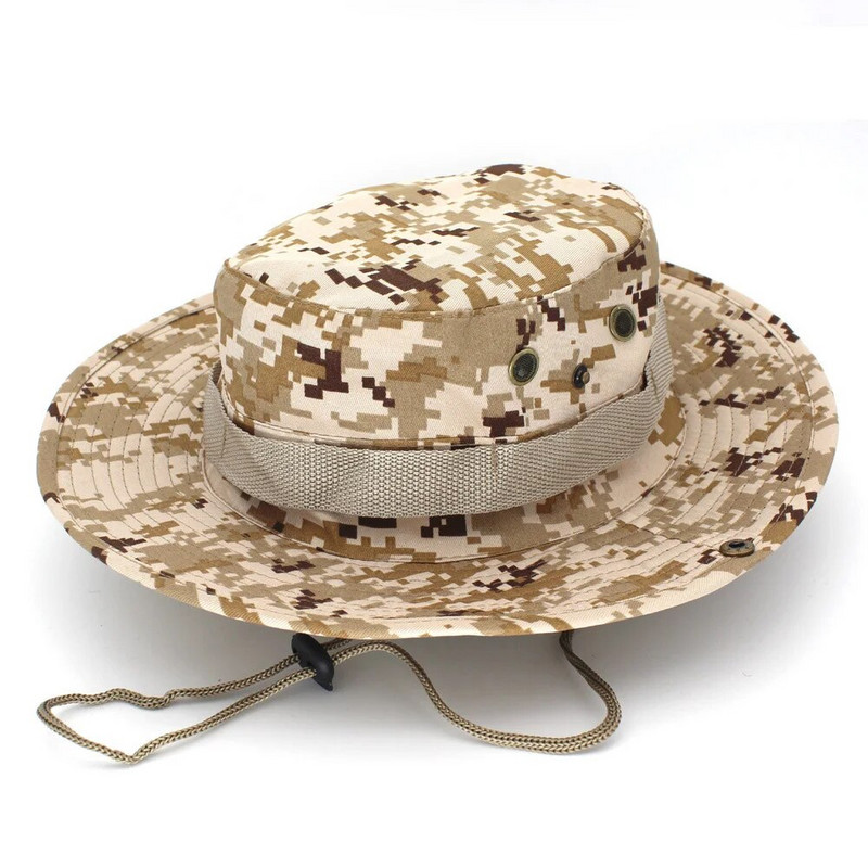 Bucket Hat Safari Boonie Hat Vyriška Panama Žvejyba medvilnė lauko unisex Moterų vasaros medžioklė Bob apsauga nuo saulės Armijos Boonie kepurės