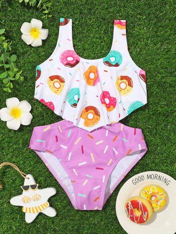 Прохождащо бебе Еднорог Бикини Момиченце Бански костюми Плажни летни Детски дрехи Плуване Носещи бански с волани