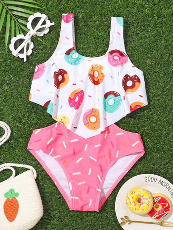 Μωρό κοριτσάκι μονόκερος Παιδικό μπικίνι Παιδικό κοριτσάκι Μαγιό παραλία καλοκαίρι Παιδικά ρούχα Κολύμπι φορώντας βολάν μανίκια μαγιό