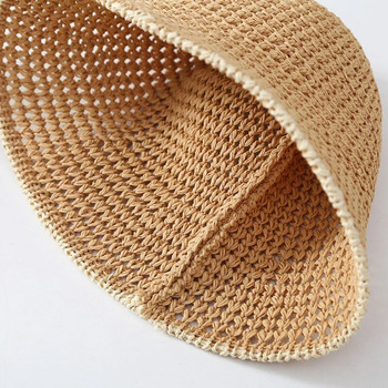 2023 НОВА Дишаща плетена шапка-кофа за жени Лятна ленена рибарска шапка Темпераментен сенник Шапки за мивка Плажна шапка
