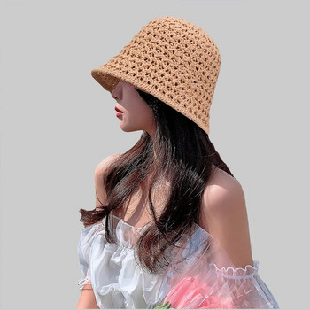2023 ΝΕΟ Γυναικείο καπέλο με πλεκτό κουβά που αναπνέει Καλοκαιρινό λινό καπέλο ψαρά Καπέλο ιδιοσυγκρασίας με σκιάστρο νιπτήρα Καπέλο παραλίας